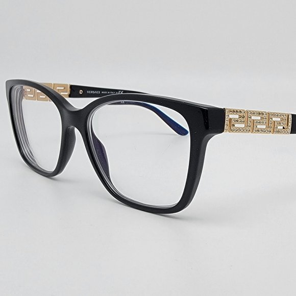 *SOLD* Versace Mod. 3192-B GB1 Gloss Black Gold Rhinestone Eyeglasses Frame 54mm - Picture 1 of 14